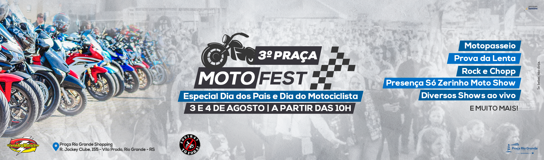 3 Praça MotoFest - Especial Dia dos Pais e Dia do Motociclista - Dias 3 e 4 de agosto