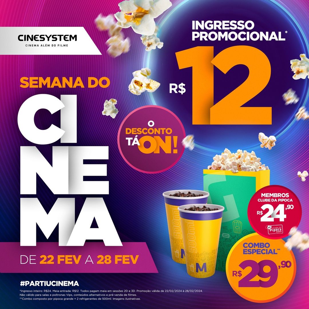 Semana do Cinema no Cinesystem do Praça com ingressos a R$ 12